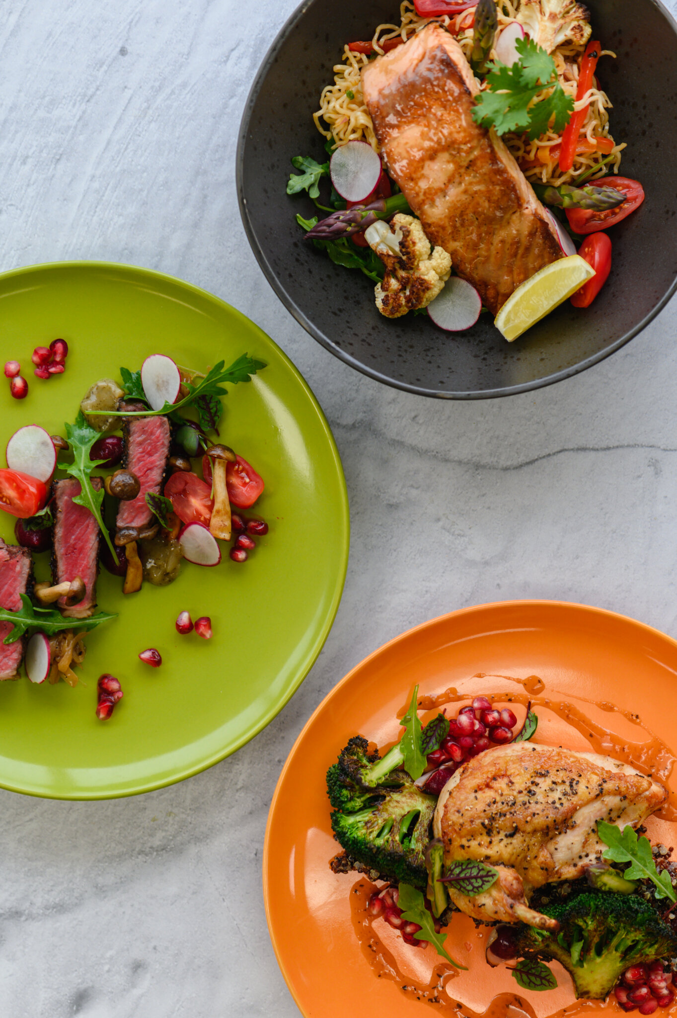 Salmon and veggies on a plate
