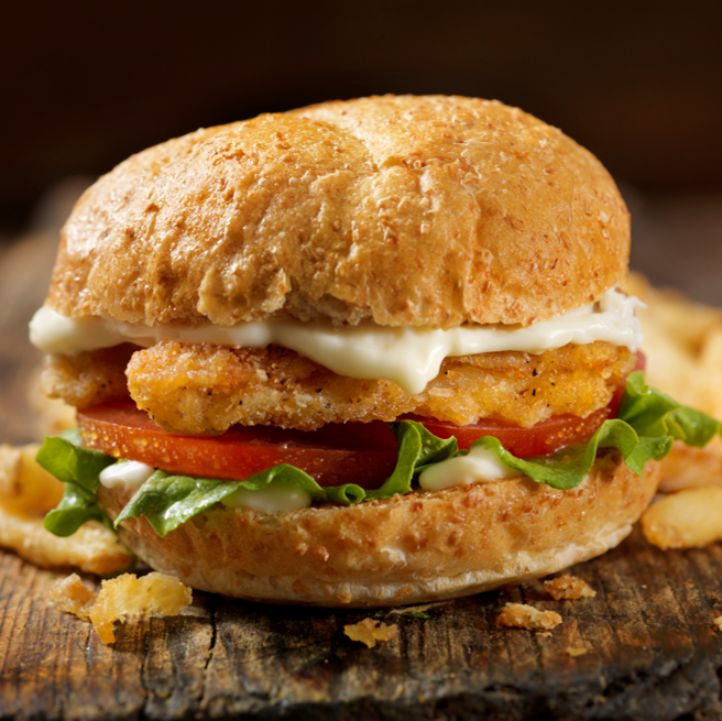 Plant-based protein burger with smoky notes.