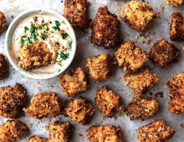 Crispy tofu bites with creamy dipping sauce