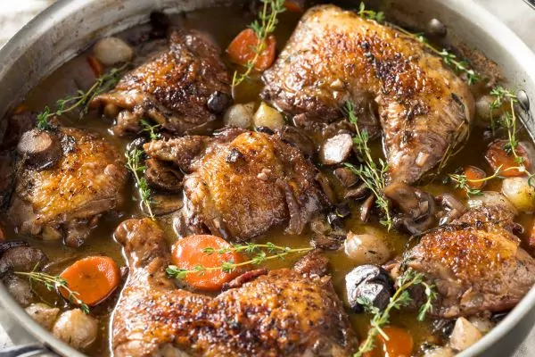 Chicken Coq au Vin, a French dish