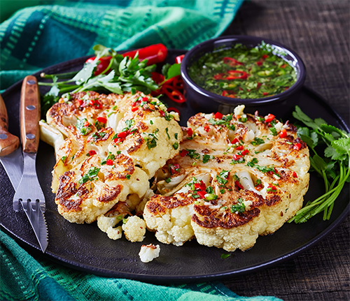 Plant Forward Cauliflower Steaks Chimichurri Flavour Glaze