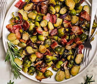 Plant Forward_ Crisy Cowboy Brussels Sprouts Versaterra Bacon Bits