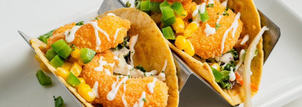 Crispy panko coating on chicken, fried until golden-brown.