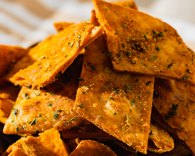 Heavily-seasoned chips.